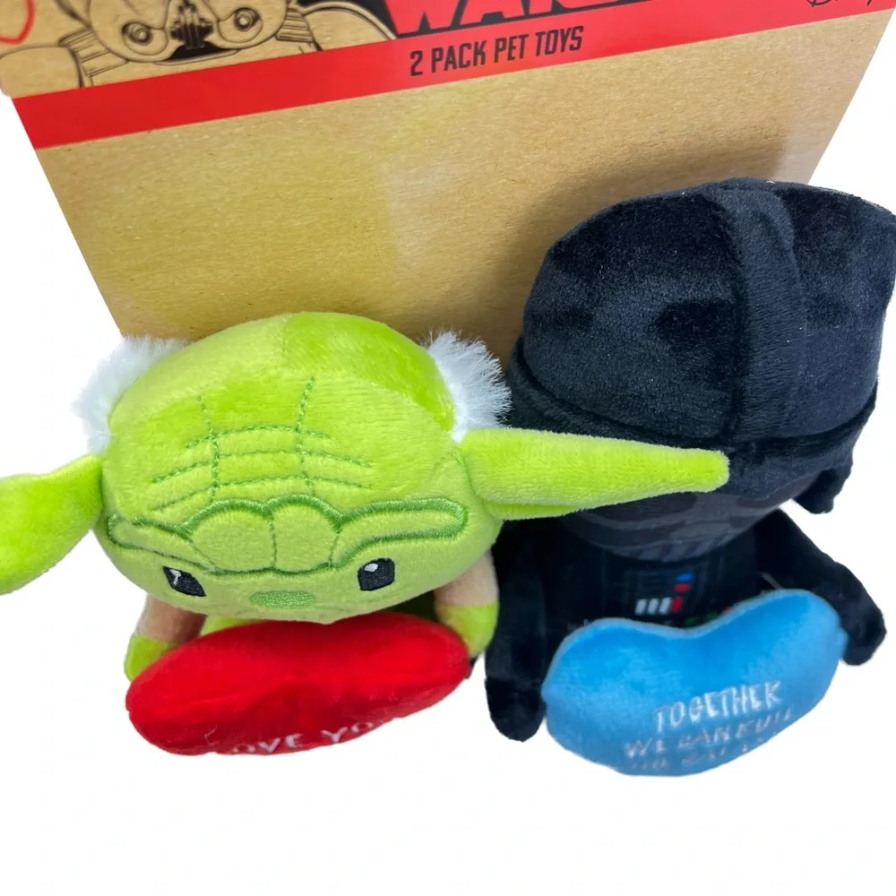Disney Star Wars Yoda & Darth Vader Valentine Heart 2-Pack Pet Toys Plush